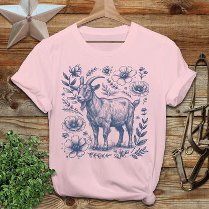 Botanical Goat Illustration T-Shirt