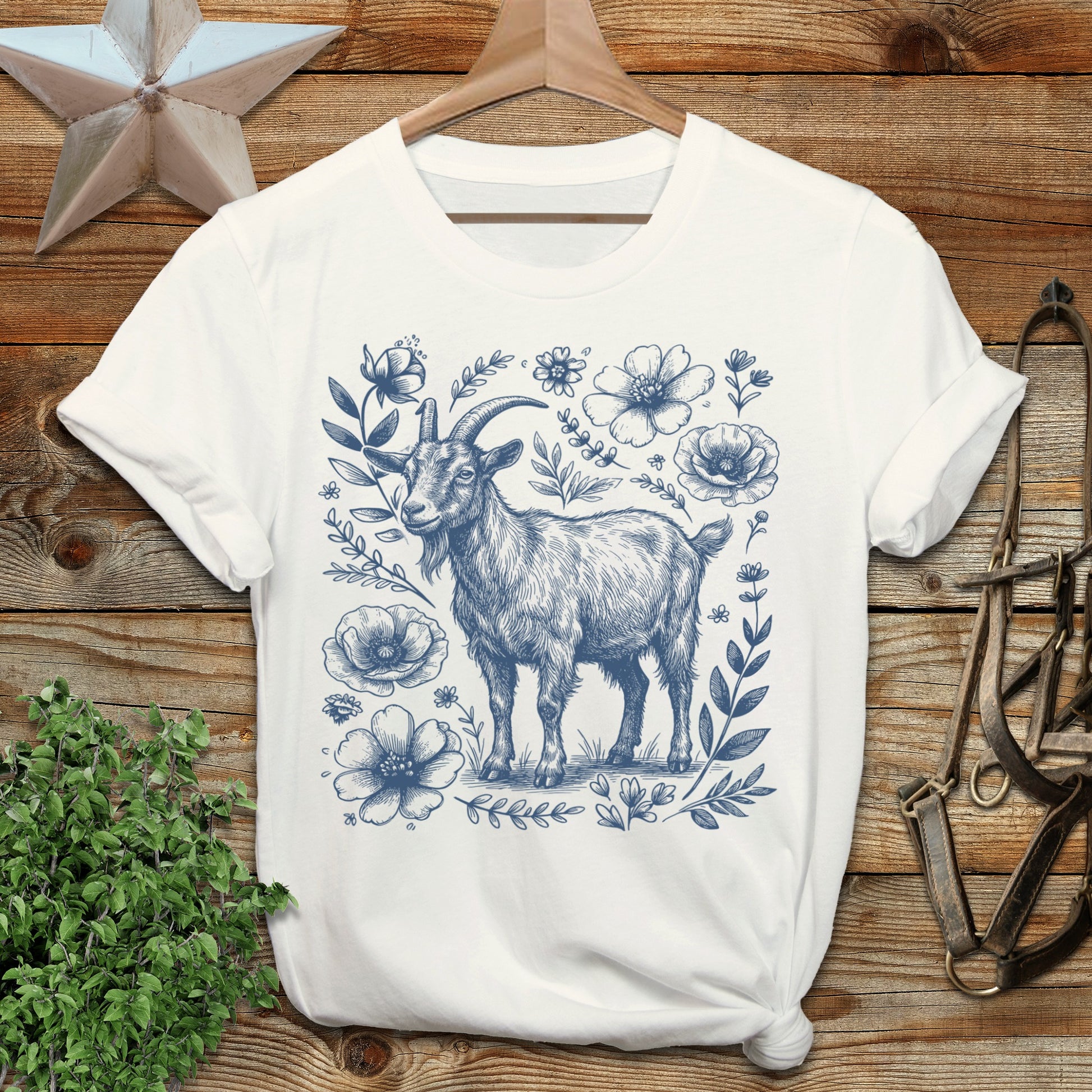 Botanical Goat Illustration T-Shirt