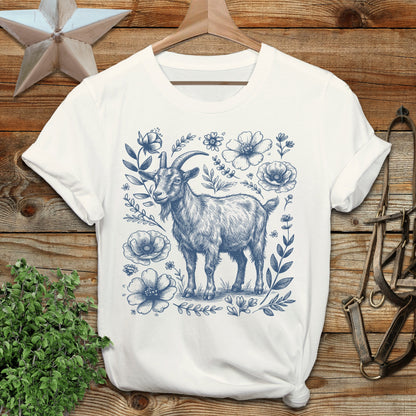 Botanical Goat Illustration T-Shirt