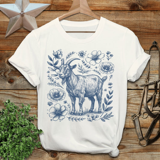 Botanical Goat Illustration T-Shirt