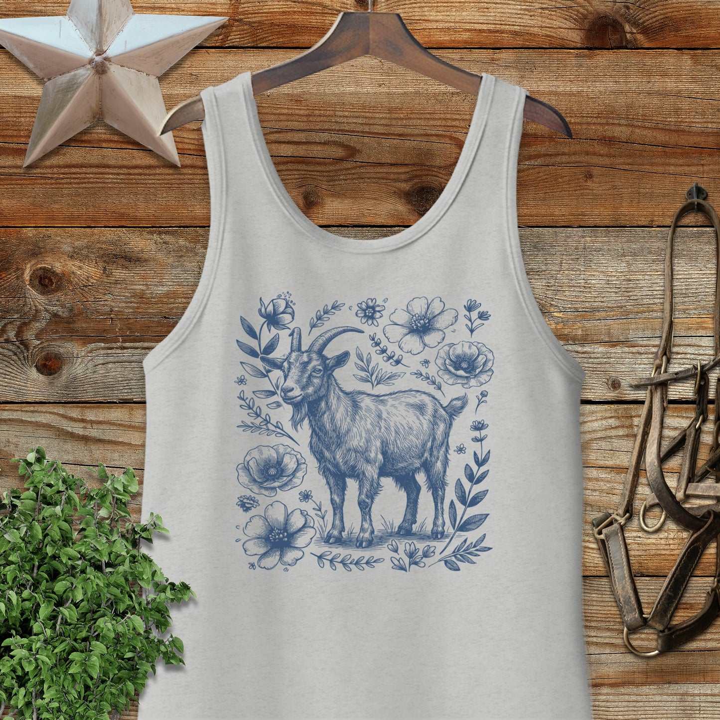 Botanical Goat Illustration Tank Top