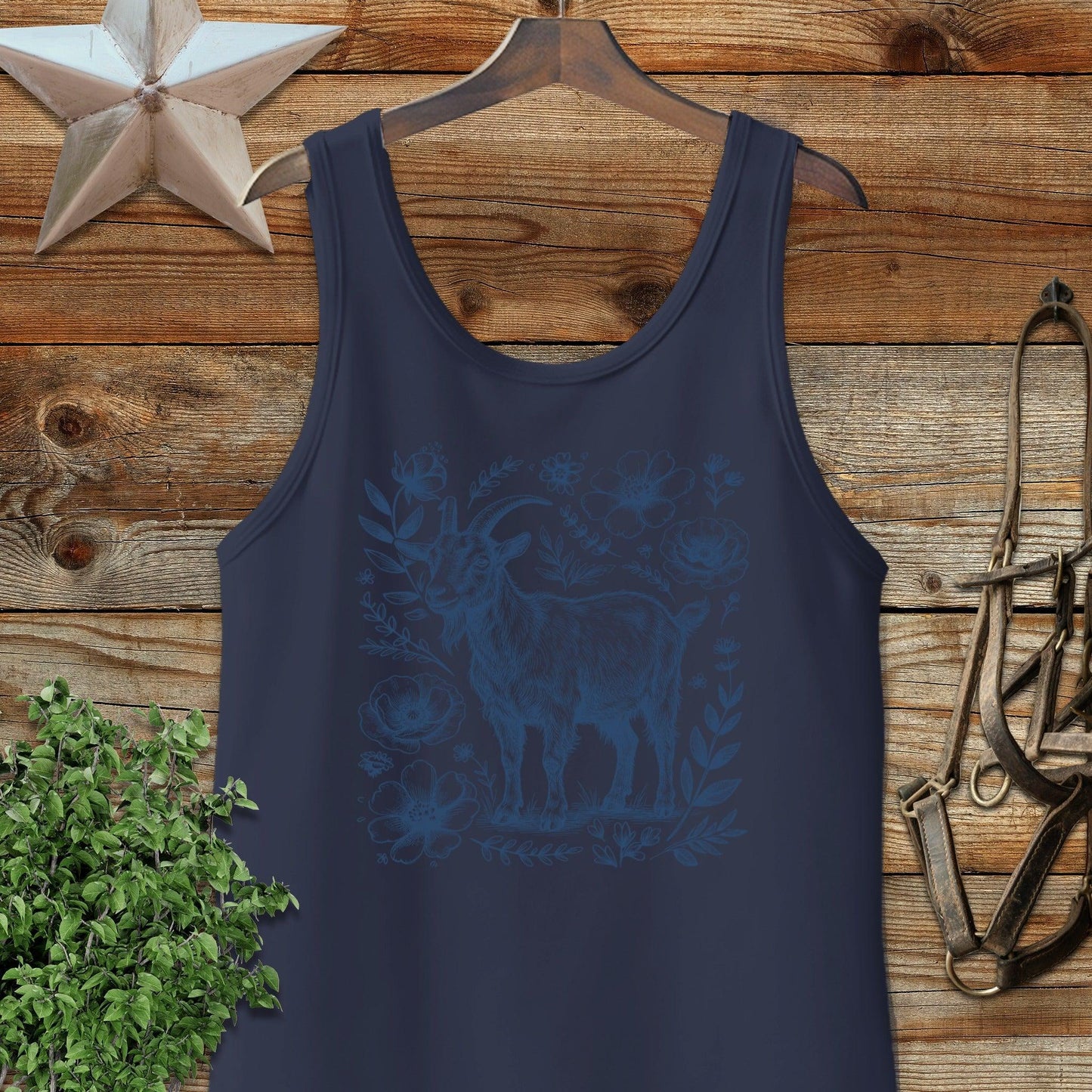 Botanical Goat Illustration Tank Top