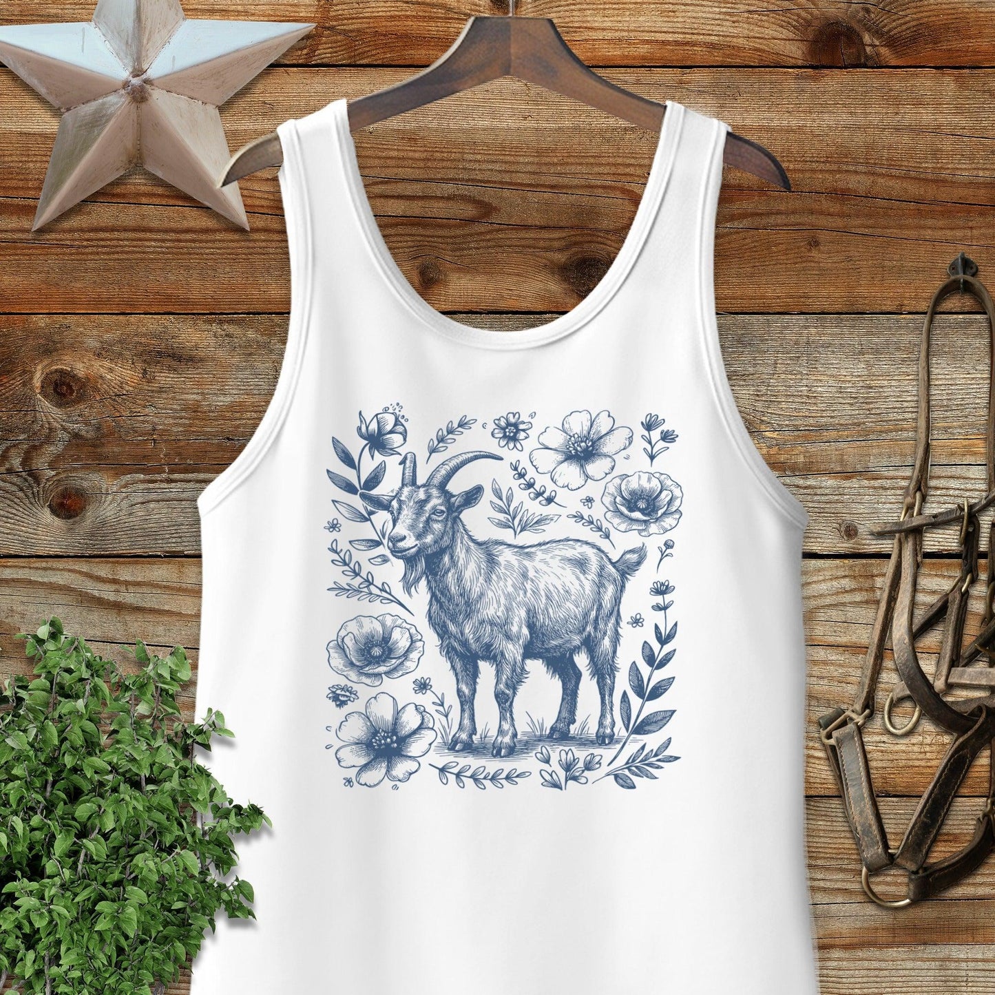 Botanical Goat Illustration Tank Top
