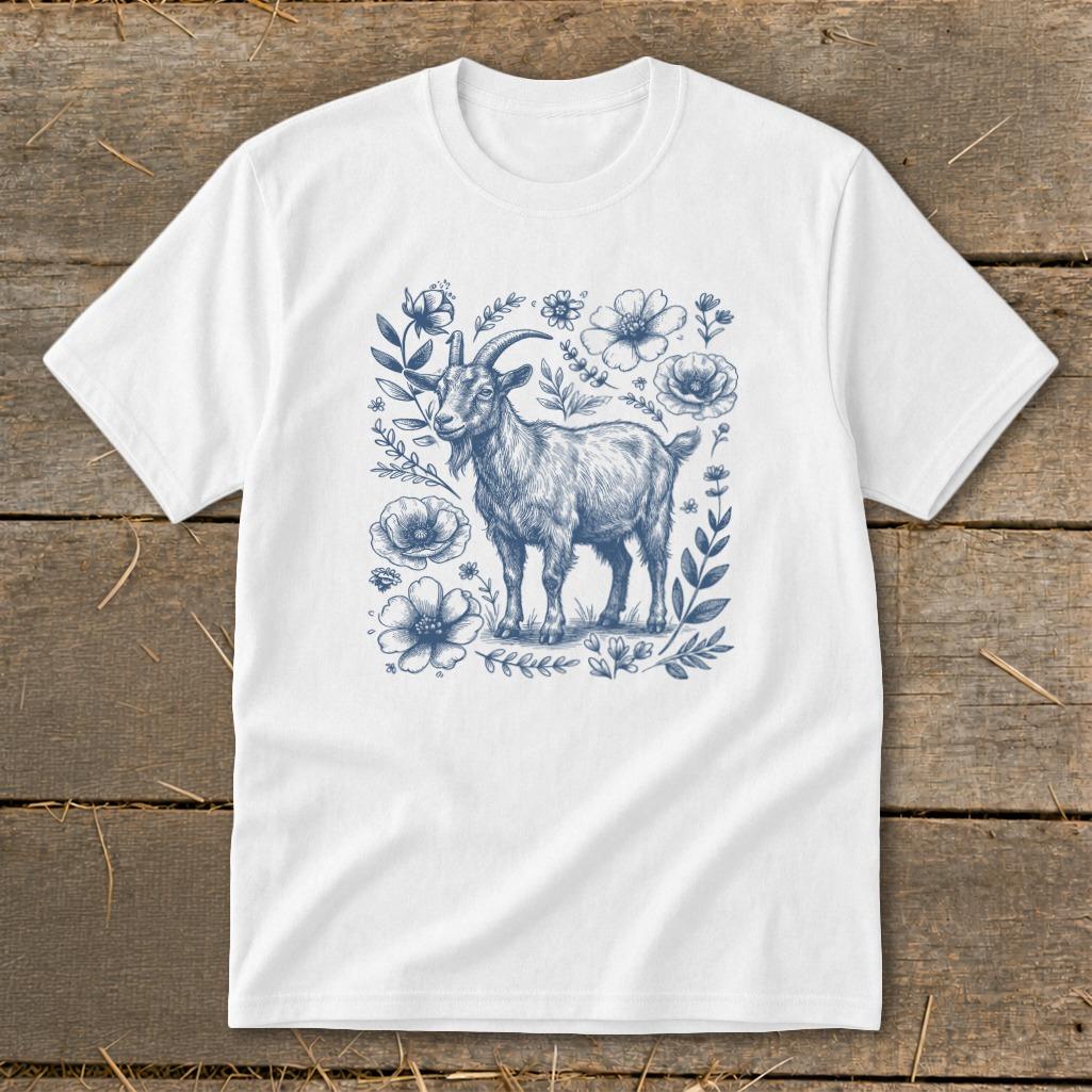 Botanical Goat Illustration Youth Tee