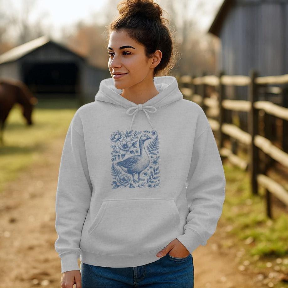 Botanical Goose Illustration Hoodie