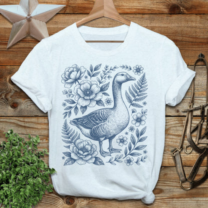 Botanical Goose Illustration T-Shirt