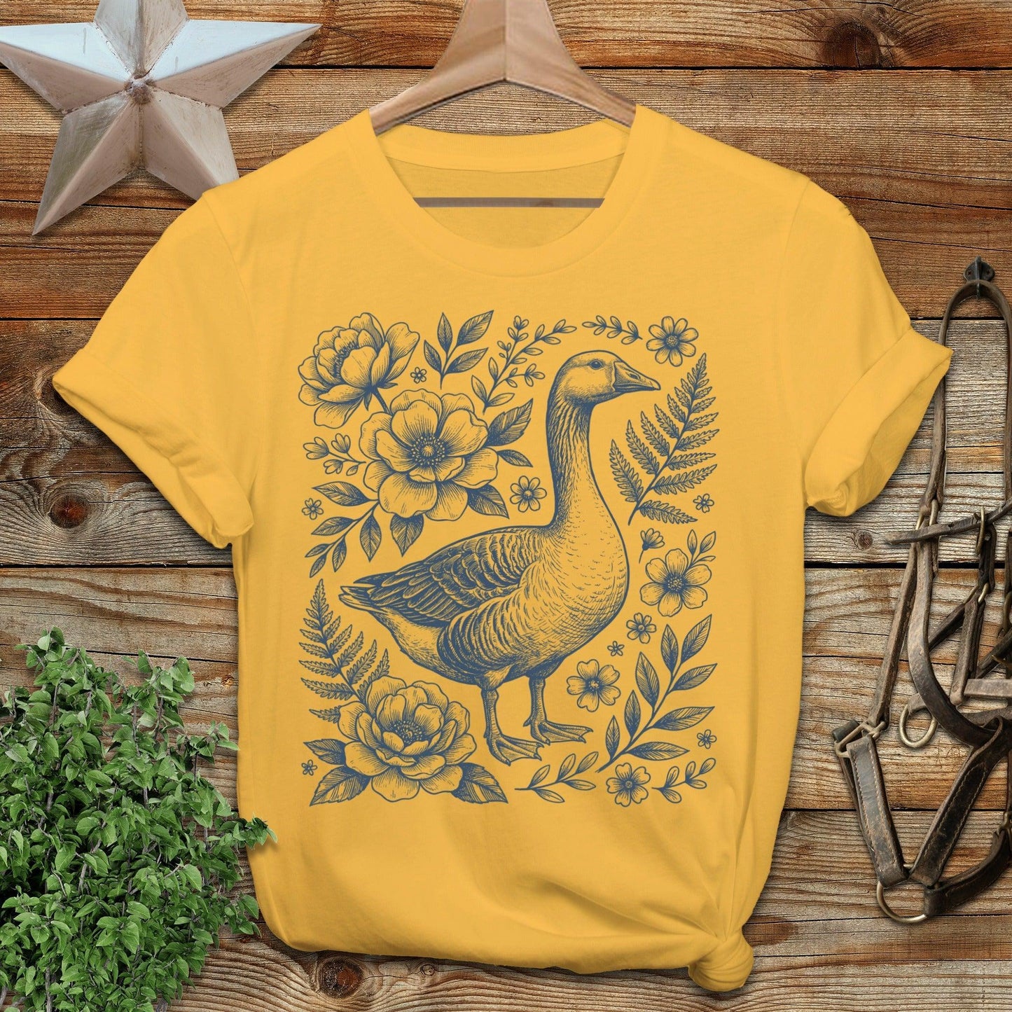 Botanical Goose Illustration T-Shirt
