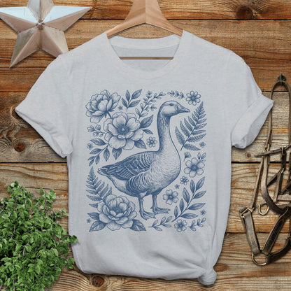 Botanical Goose Illustration T-Shirt