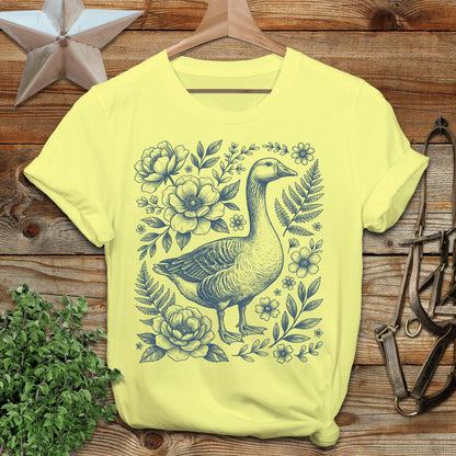 Botanical Goose Illustration T-Shirt