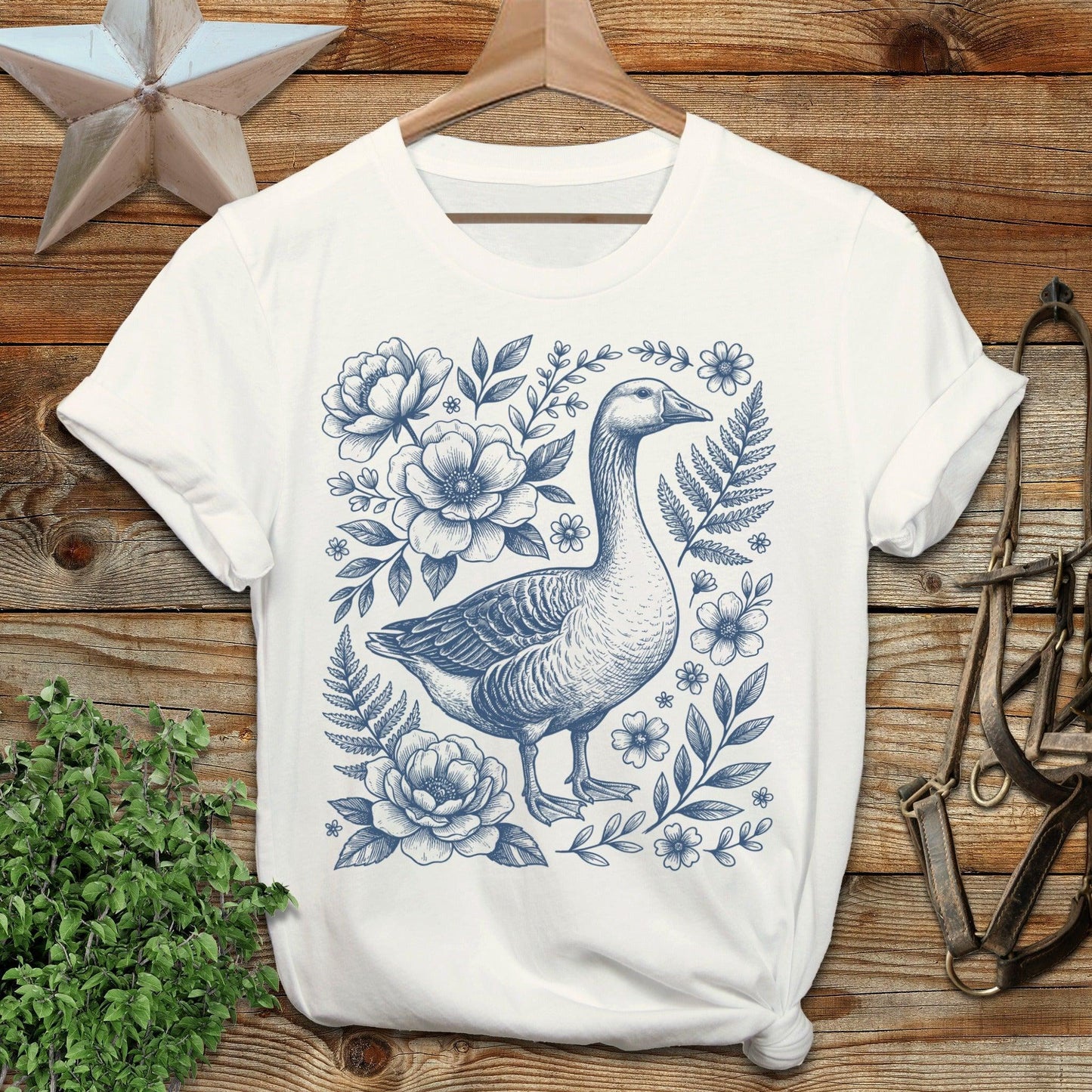 Botanical Goose Illustration T-Shirt
