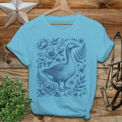 Botanical Goose Illustration T-Shirt
