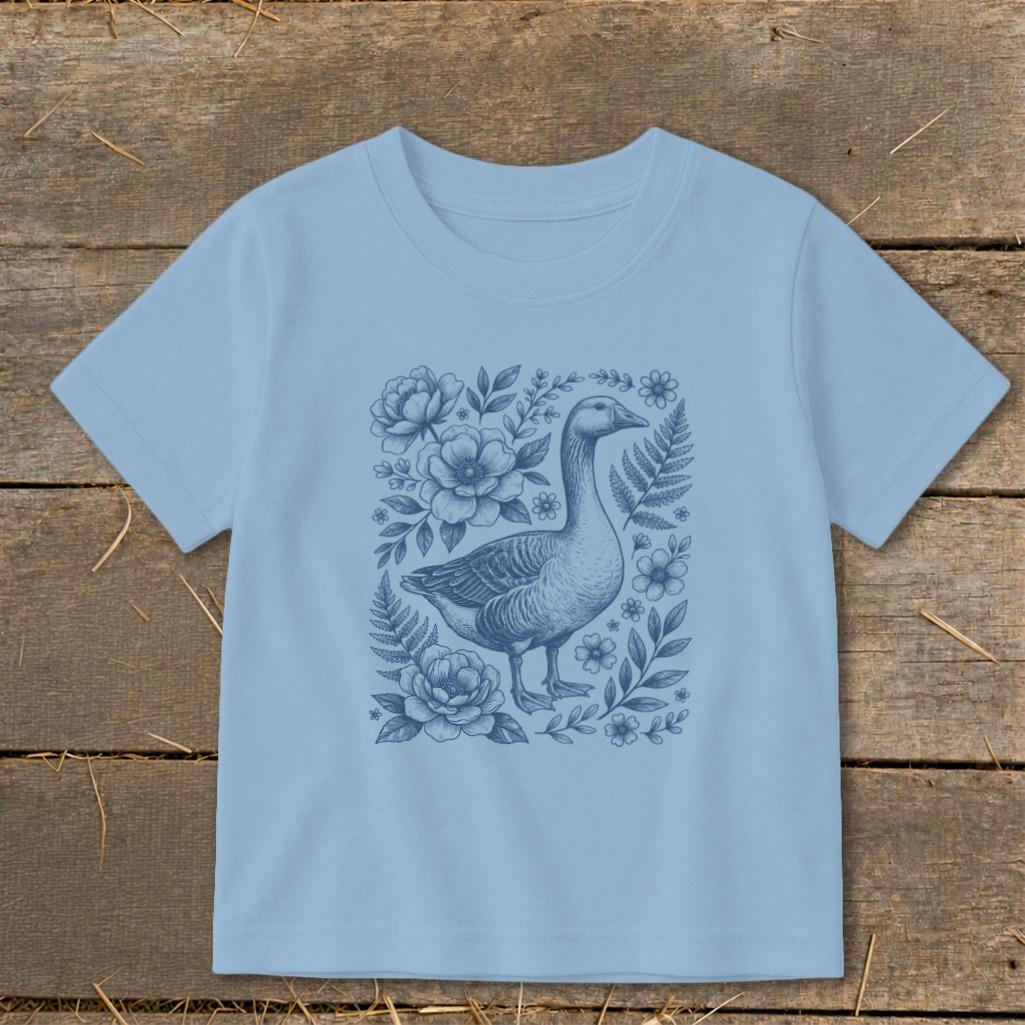 Botanical Goose Illustration Toddler Tee