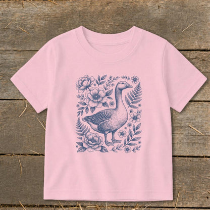 Botanical Goose Illustration Toddler Tee