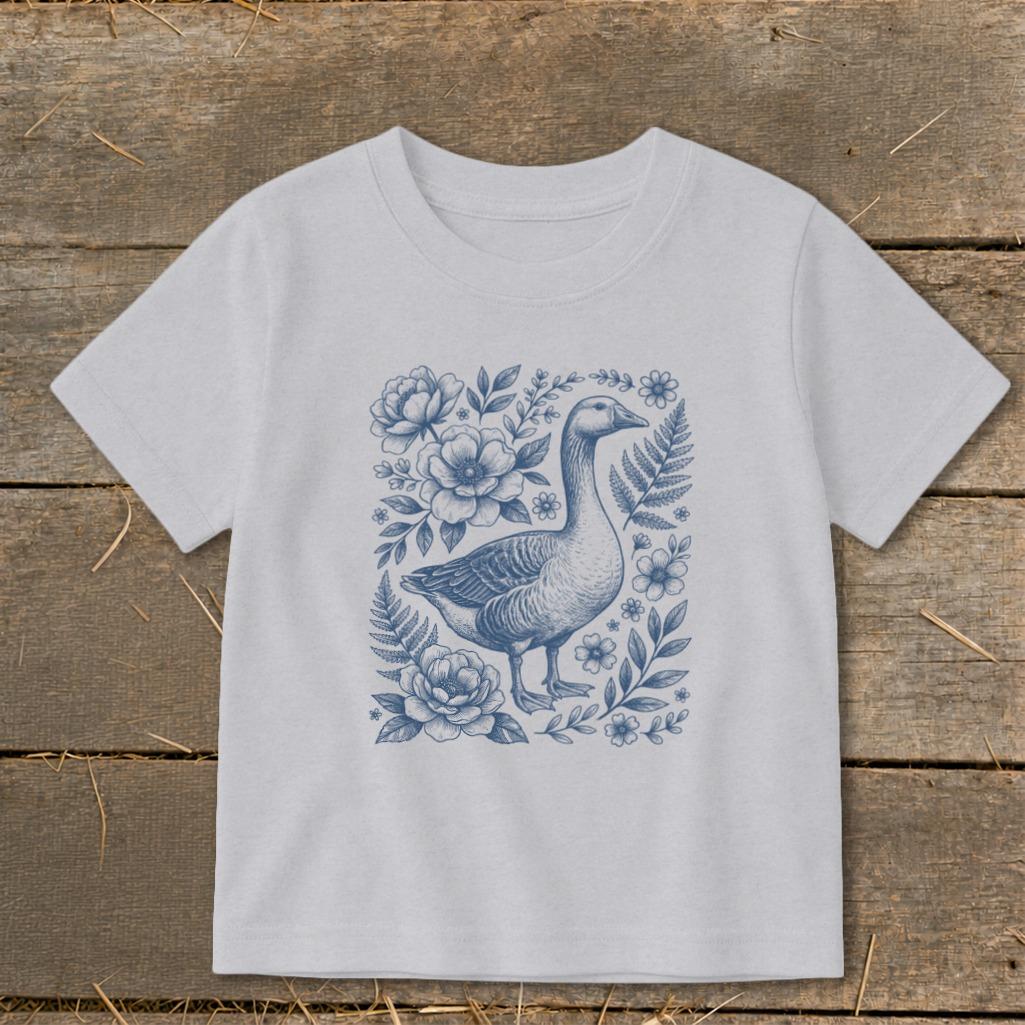 Botanical Goose Illustration Toddler Tee