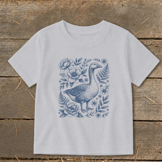 Botanical Goose Illustration Toddler Tee
