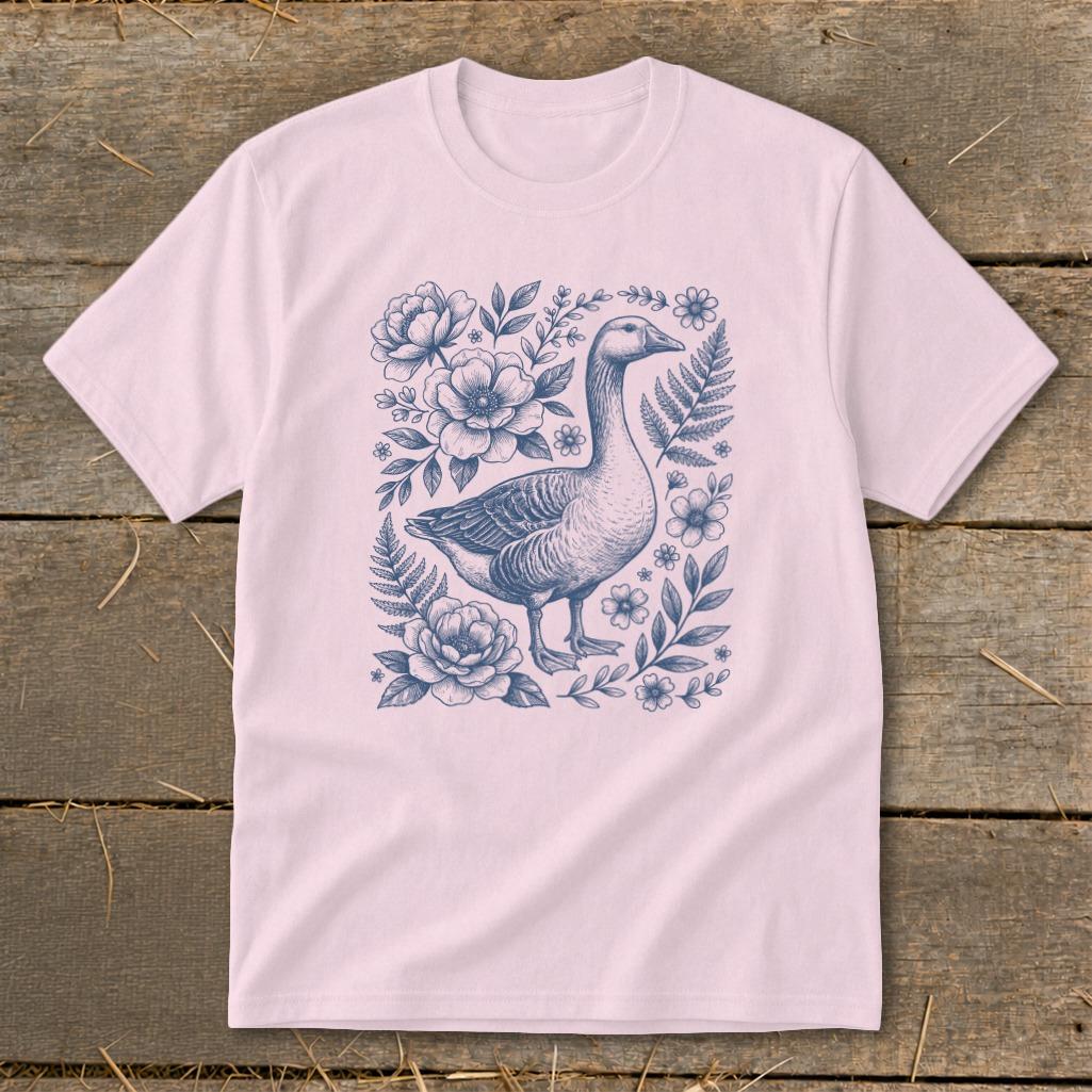 Botanical Goose Illustration Youth Tee
