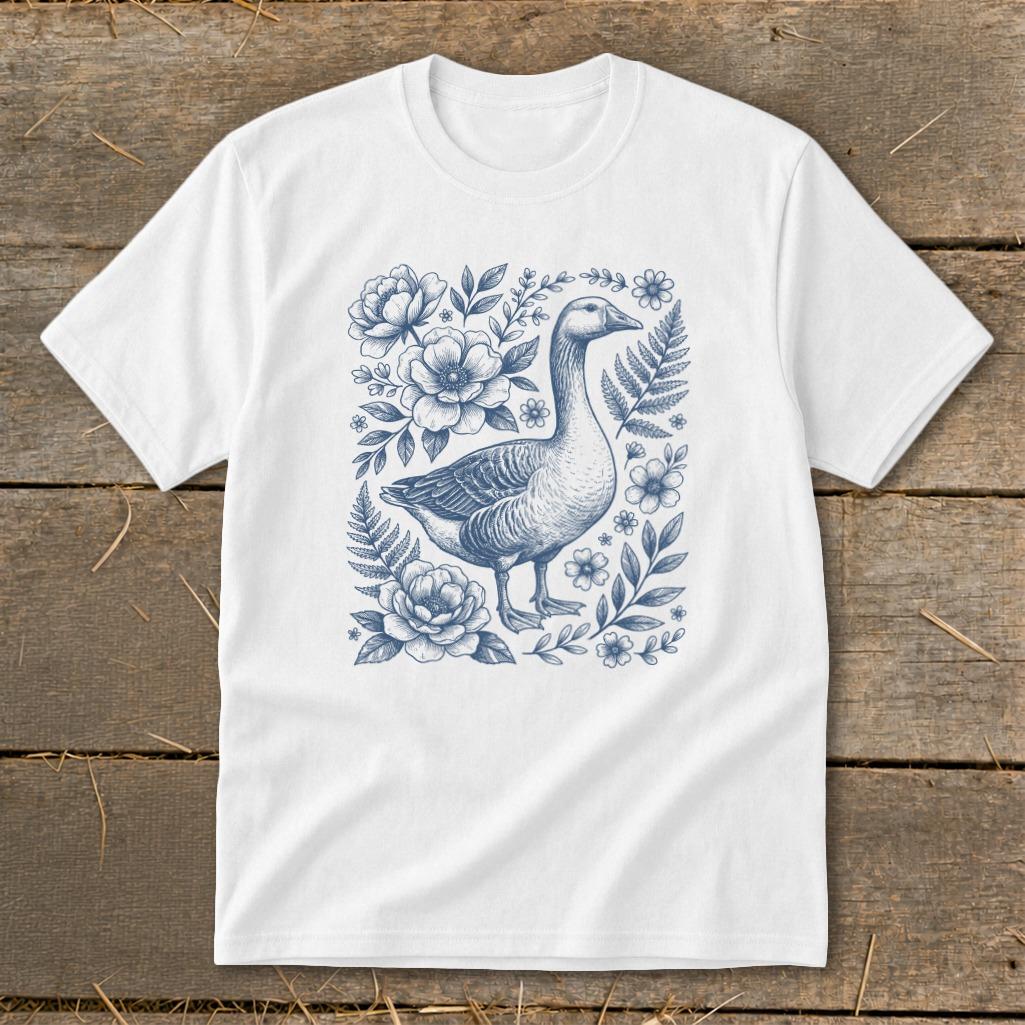 Botanical Goose Illustration Youth Tee