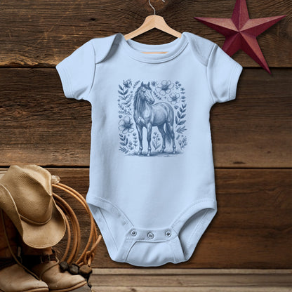 Botanical Horse Illustration Bodysuit (Baby)