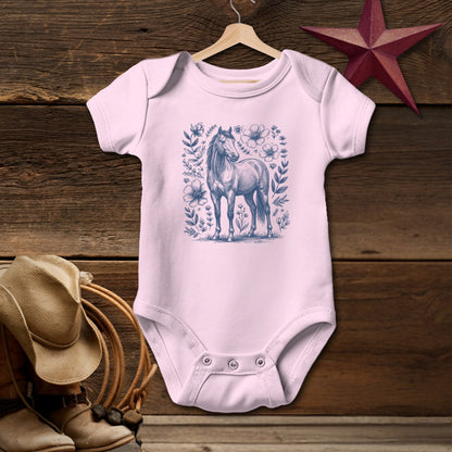 Botanical Horse Illustration Bodysuit (Baby)