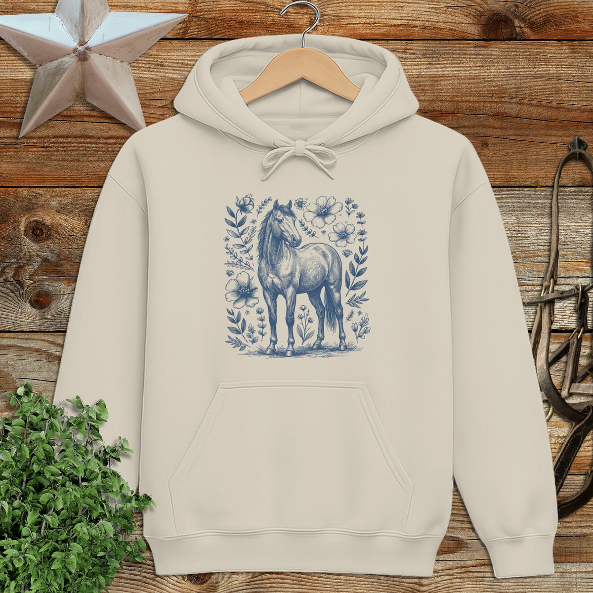 Botanical Horse Illustration Hoodie