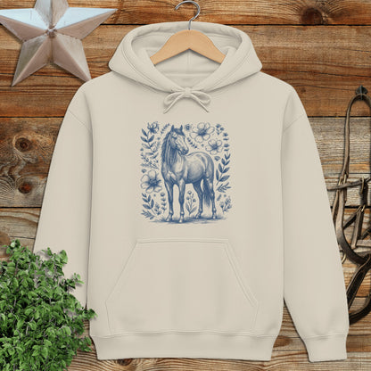 Botanical Horse Illustration Hoodie