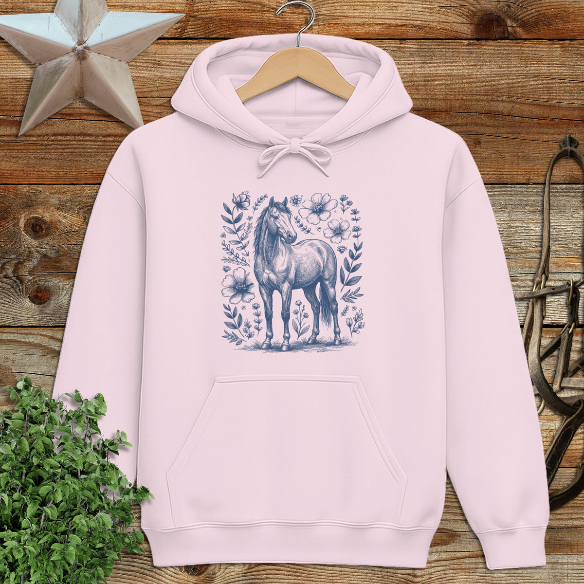 Botanical Horse Illustration Hoodie