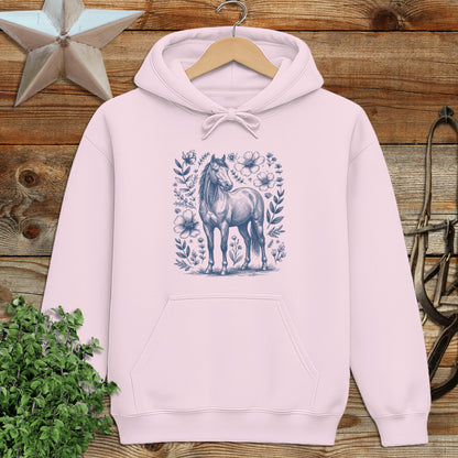 Botanical Horse Illustration Hoodie