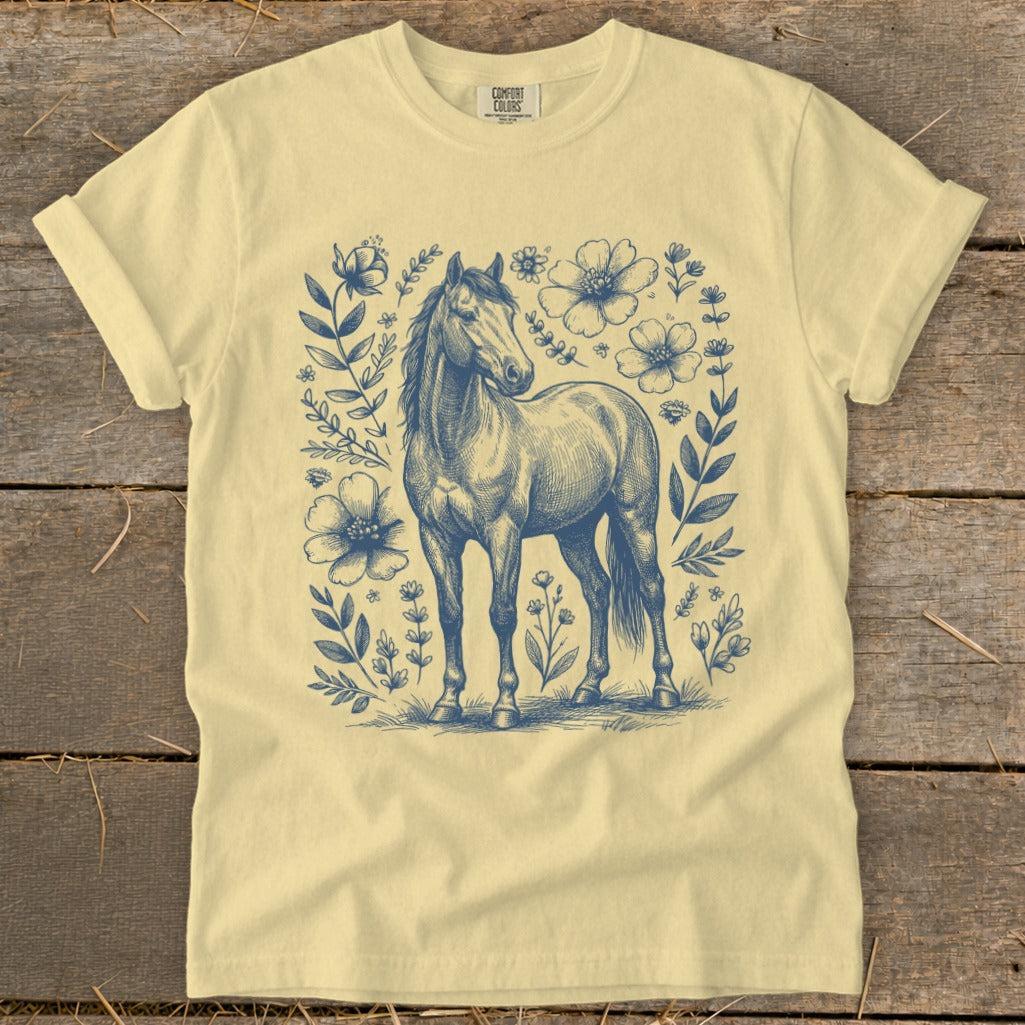 Botanical Horse Illustration Signature Tee