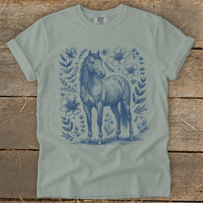 Botanical Horse Illustration Signature Tee
