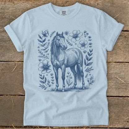Botanical Horse Illustration Signature Tee