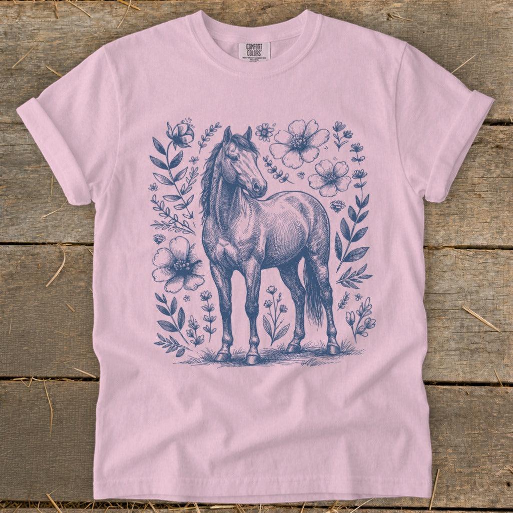 Botanical Horse Illustration Signature Tee