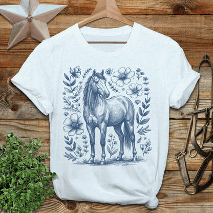 Botanical Horse Illustration T-Shirt