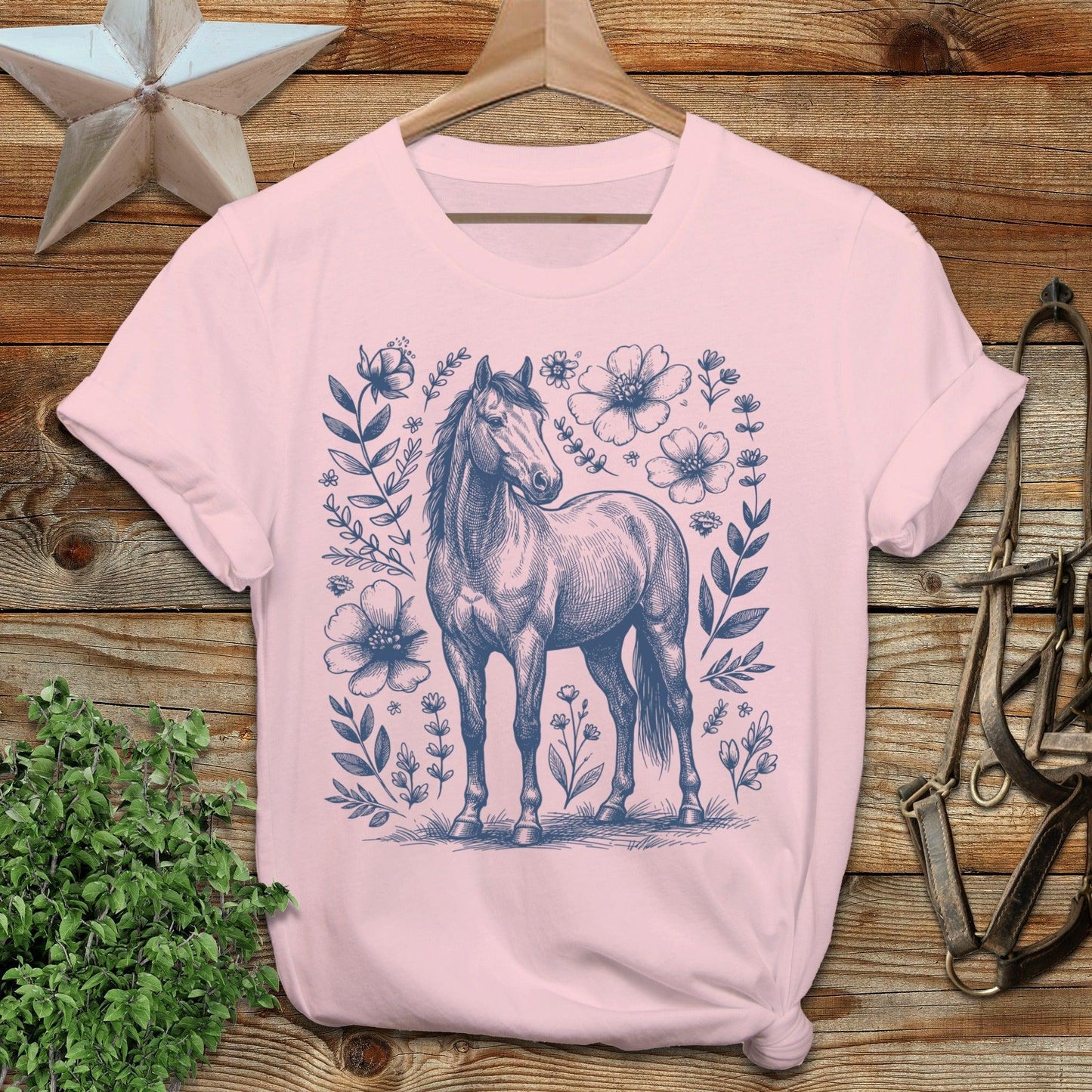 Botanical Horse Illustration T-Shirt