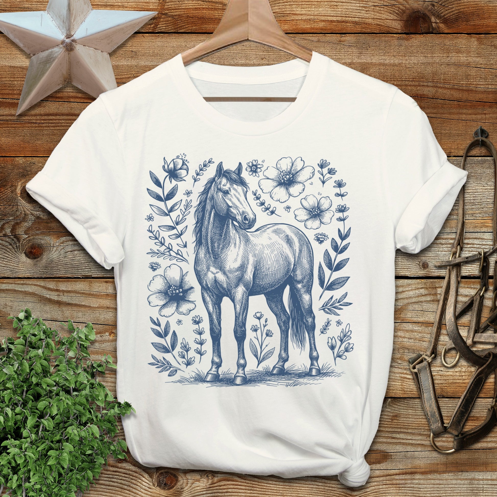 Botanical Horse Illustration T-Shirt