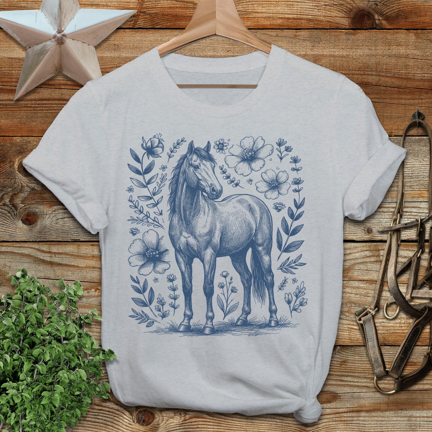 Botanical Horse Illustration T-Shirt