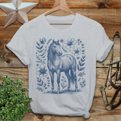 Botanical Horse Illustration T-Shirt
