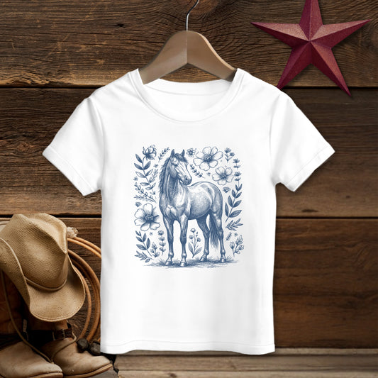 Botanical Horse Illustration T-shirt (Toddler)