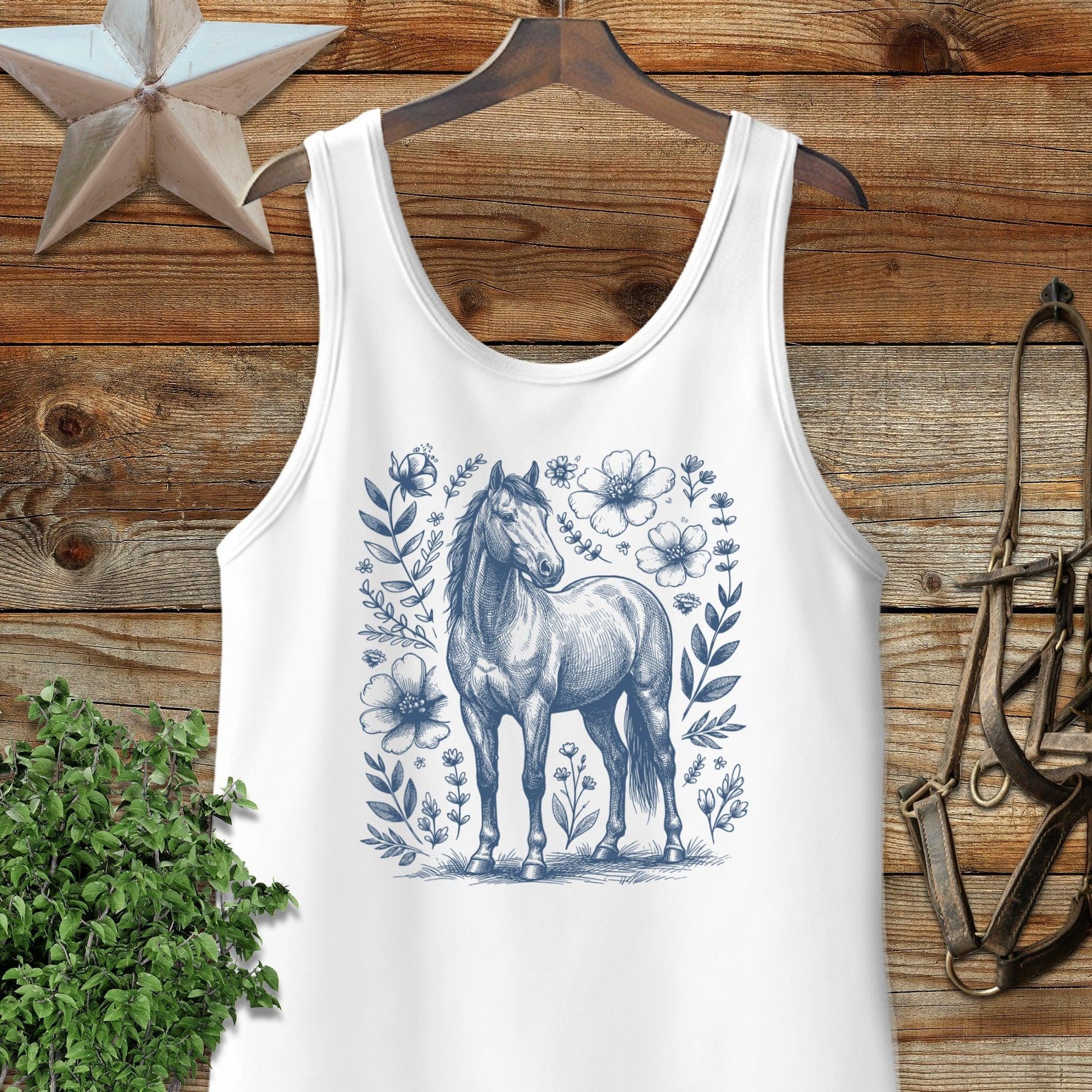 Botanical Horse Illustration Tank Top