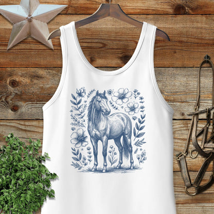 Botanical Horse Illustration Tank Top