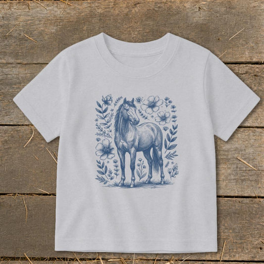 Botanical Horse Illustration Toddler Tee