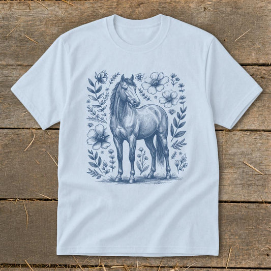 Botanical Horse Illustration Youth Tee