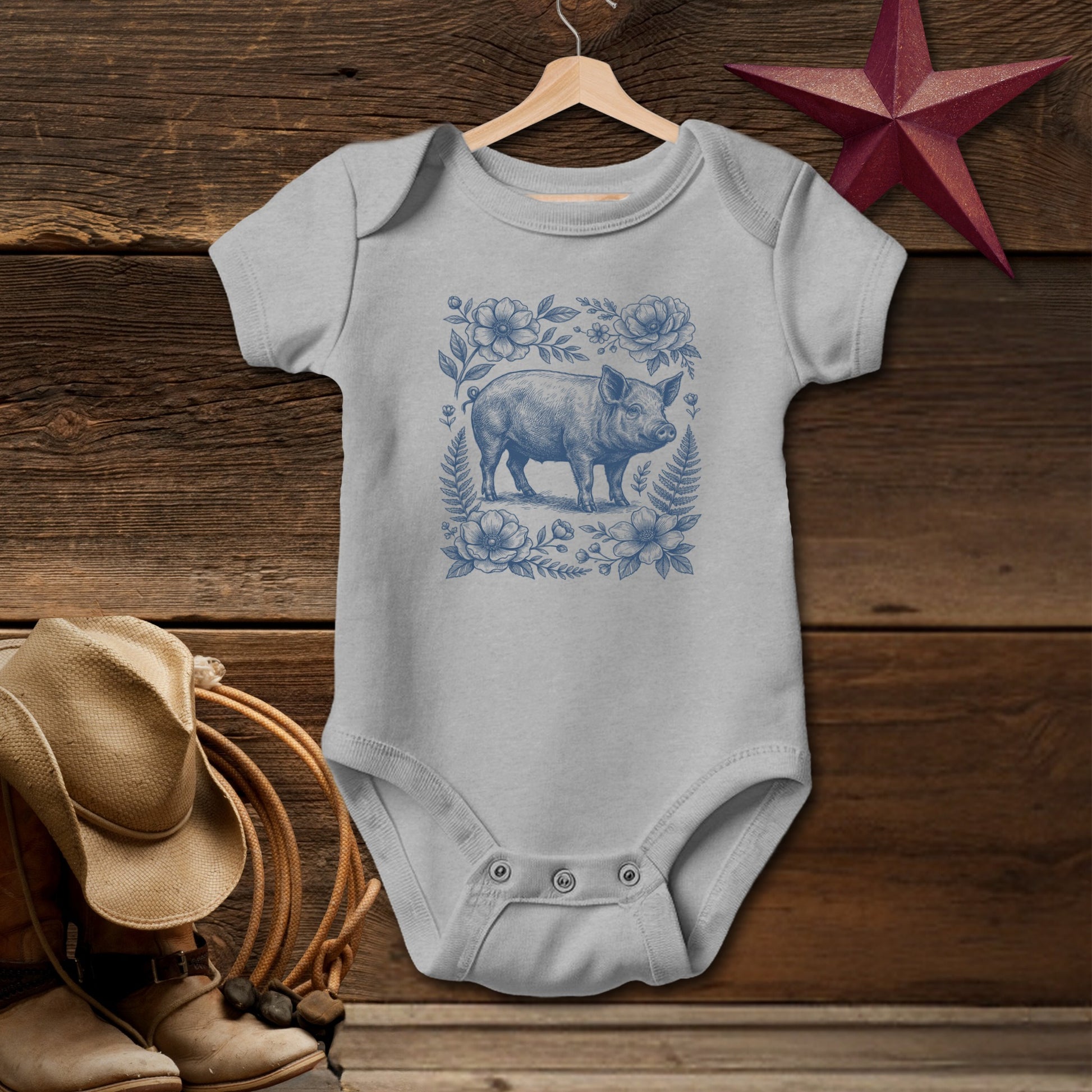 Botanical Pig Illustration Bodysuit (Baby)