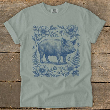 Botanical Pig Illustration Signature Tee