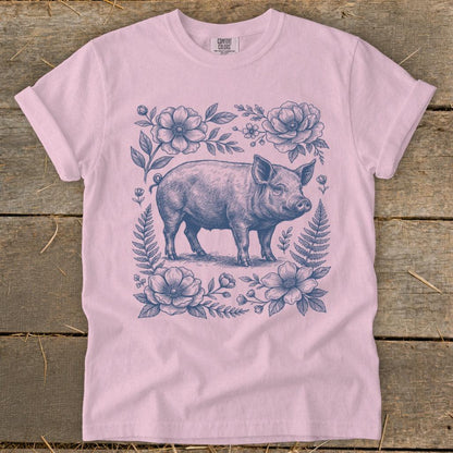 Botanical Pig Illustration Signature Tee