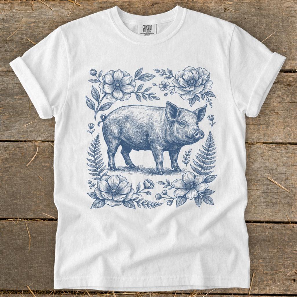 Botanical Pig Illustration Signature Tee