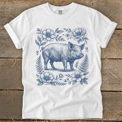 Botanical Pig Illustration Signature Tee