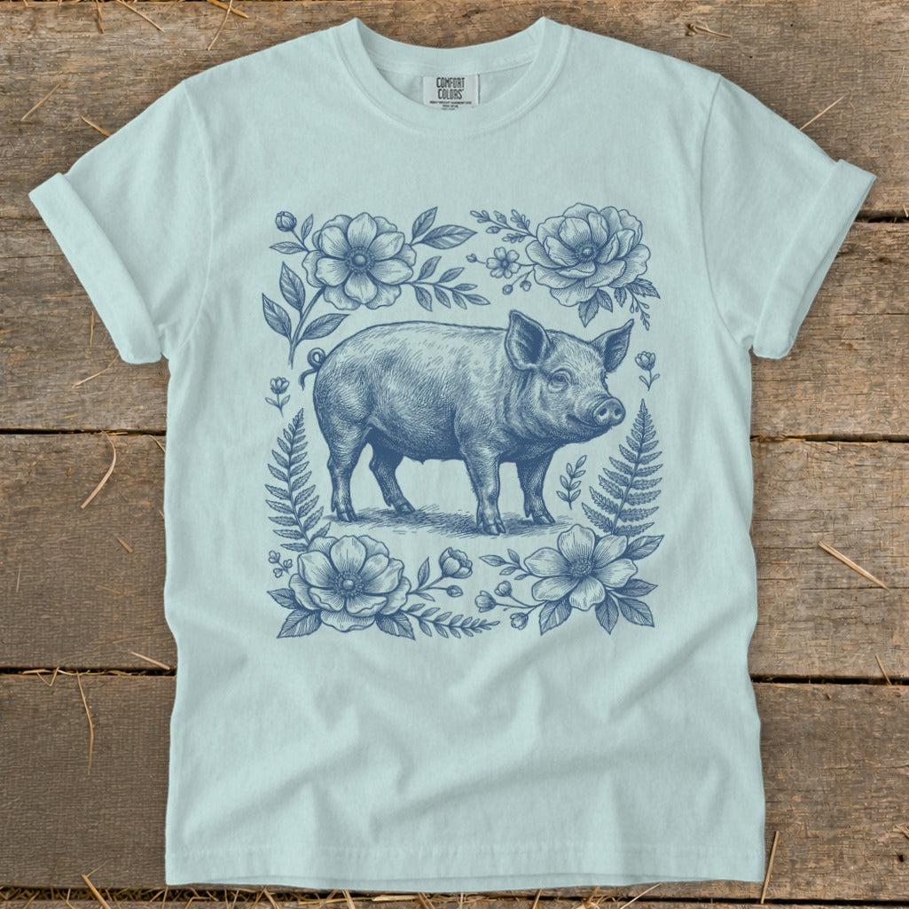 Botanical Pig Illustration Signature Tee