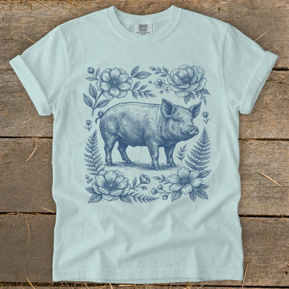 Botanical Pig Illustration Signature Tee