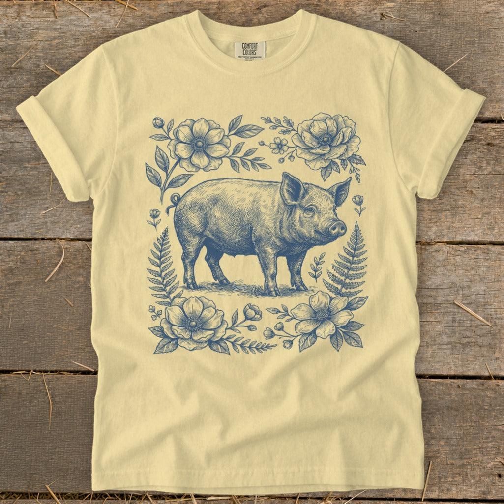 Botanical Pig Illustration Signature Tee