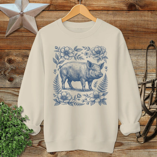 Botanical Pig Illustration Sweatshirt